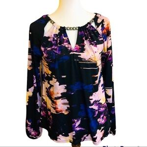 Jennifer Lopez Watercolor Blouse Top